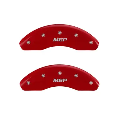 MGP Front set 2 Caliper Covers Engraved Front MGP Red finish silver ch - 14012FMGPRD Worldwide Shipping