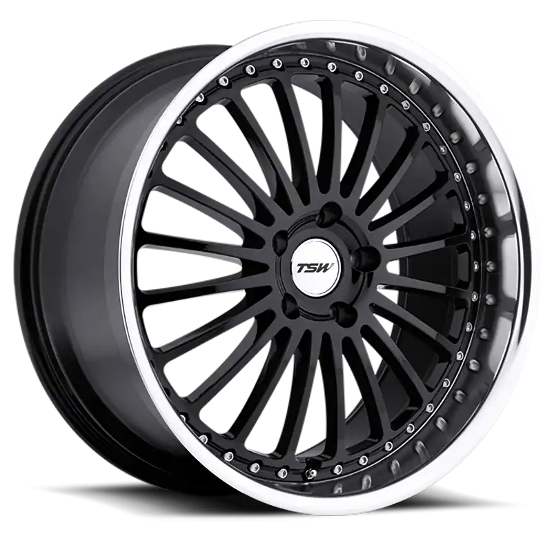TSW Silverstone GB 17x8 +40 5x110mm 72.1mm Gloss Black Mirror Cut Lip Genuine