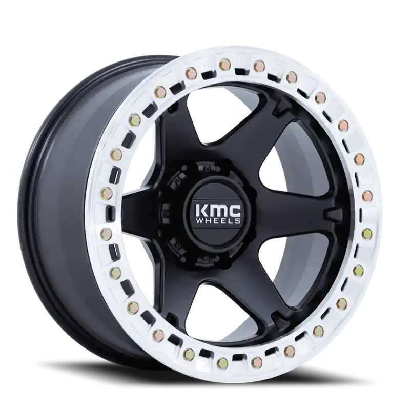 KMC VI Beadlock KM238 BM 17x9 -12 6x139.7mm 110.1mm Satin Black Machined Ring Editor’s Pick