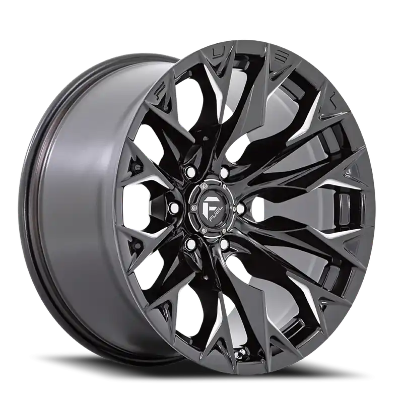 Clearance Fuel Flame 6 D803 22x10 -18 6x139.7mm 106.1mm Gloss Black Milled