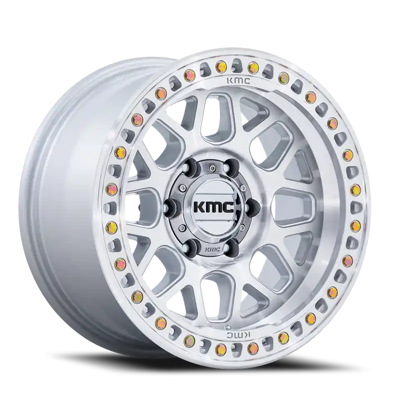 Trusted Brand KMC GRS KM549 GSM 17x9 +0 5x127mm 71.5mm Gloss Silver Machined Face
