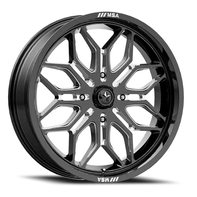 Popular MSA Sniper M47 GB-M 22x7 +10 4x137mm 96mm Gloss Black Milled