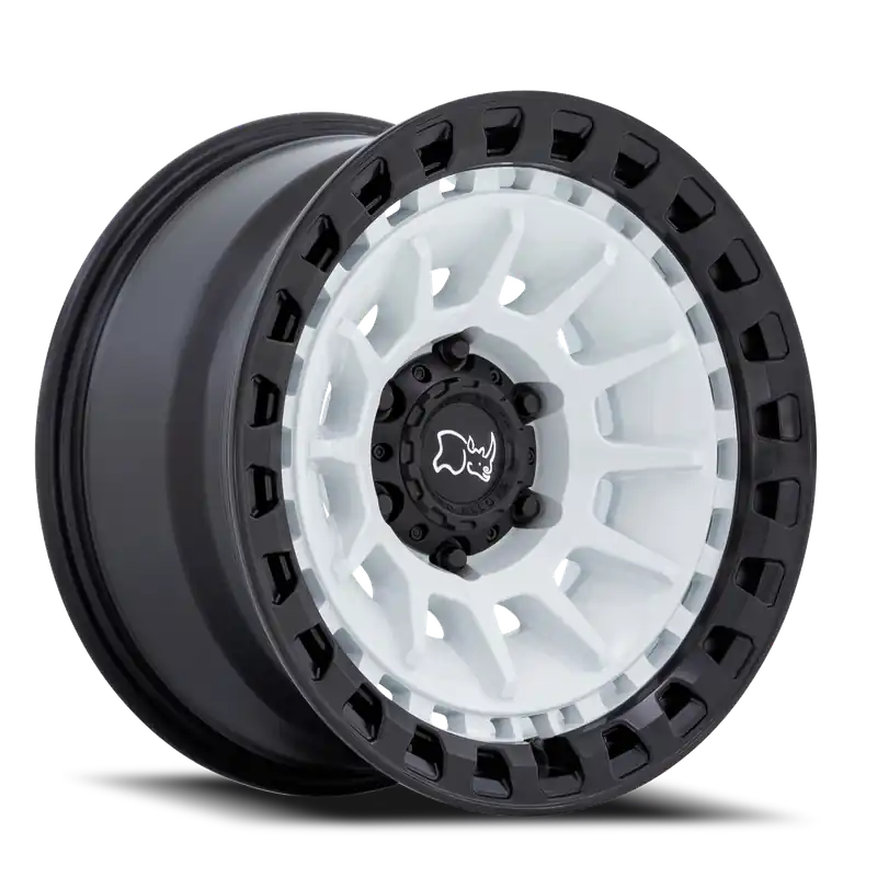 Black Rhino Barrage GW 17x8.5 -10 6x139.7mm 106.1mm Gloss White Matte Black Price Drop