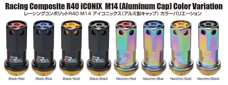 Project Kics 14X1.50 Neochrome R40 Iconix Lug Nuts (Black Cap) - 20 Pcs Latest