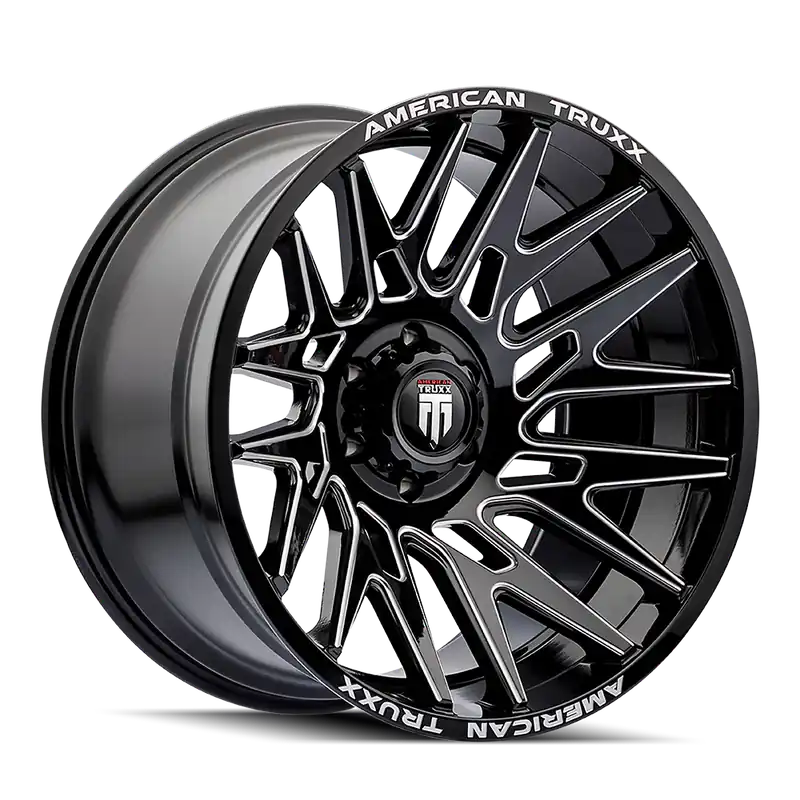 American Truxx Evolution AT1919 Gloss Black Milled 22x12 8x180 x44mm 124.2mm Cheap