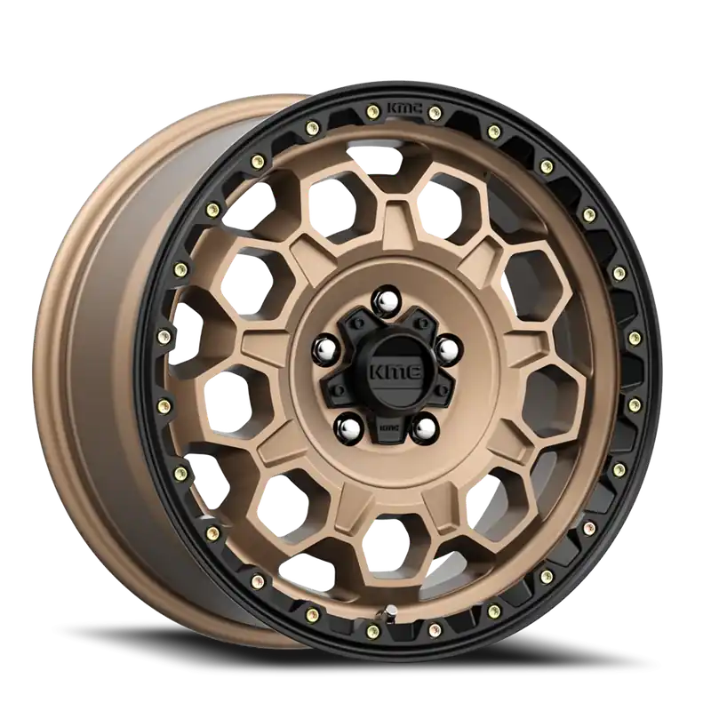 Price Cut KMC Trek KM545 BRZ 17x8 +38 5x107.95mm 72.56mm Matte Bronze Black Lip