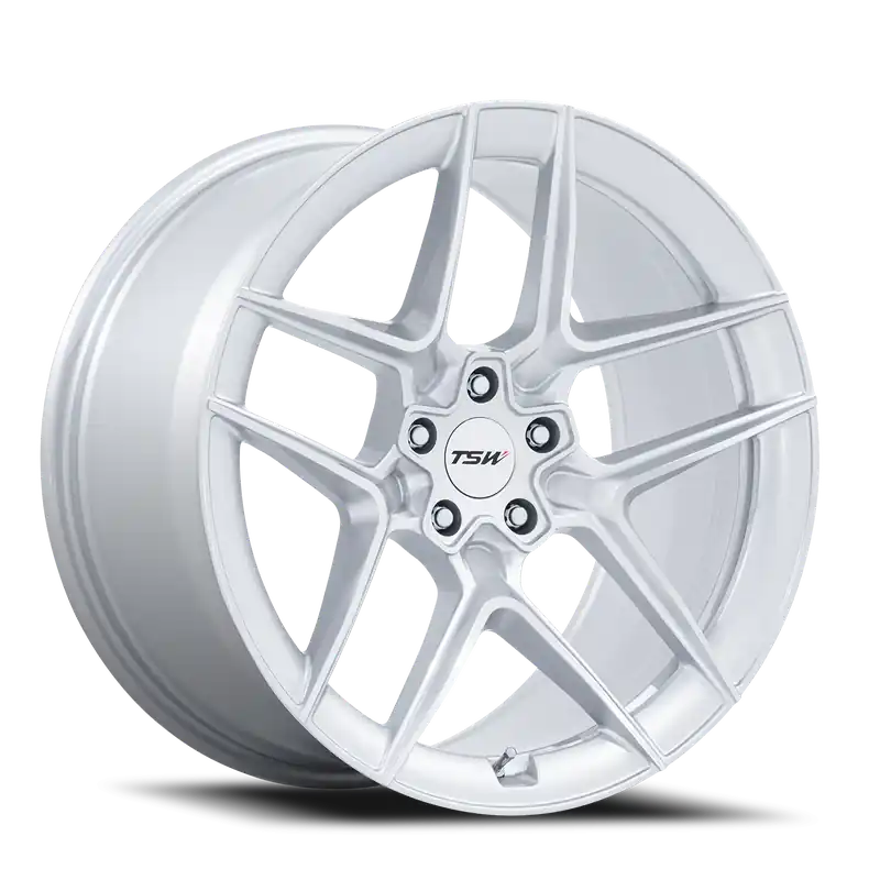 TSW Slipstream SD 19x9.5 +25 5x112mm 66.56mm Gloss Silver Machined Face Fast Shipping