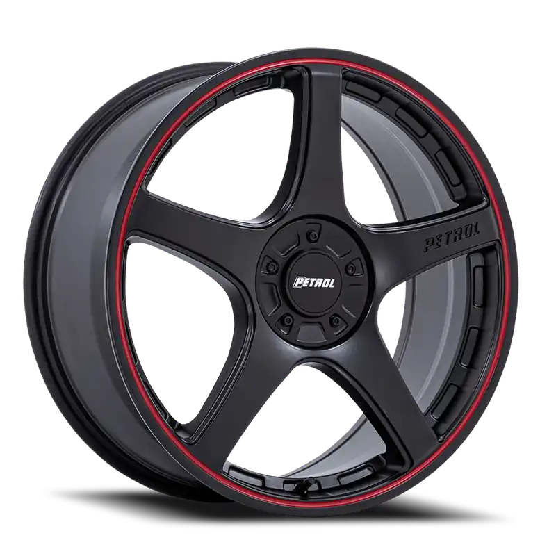 Brand New Petrol P2E MBRL 20x8.5 +35 5x112/5x120mm 74.1mm Matte Black Red Lip