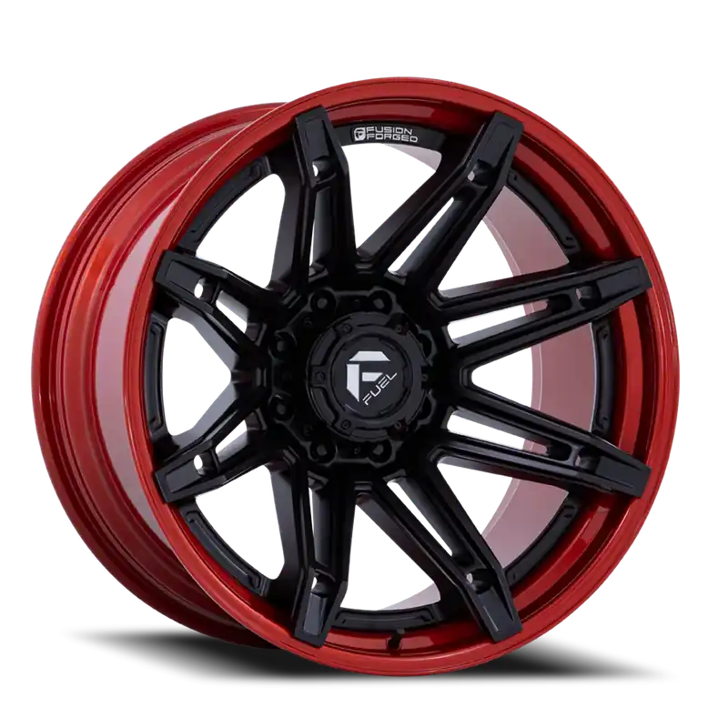 Fuel Brawl FC401MQ 22x10 -18 8x165.1mm 125.1mm Matte Black Candy Red Lip Same Day Shipping