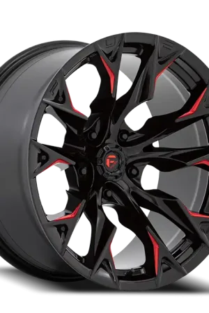 Super Sale Fuel Flame 5 D823 20x9 +1 5x127mm 71.5mm Gloss Black Milled Candy Red