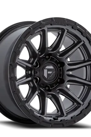 Free Returns Fuel Piston FC866 AB 17x9 -12 6x139.7mm 106.1mm Matte Gunmetal Gloss Black Lip