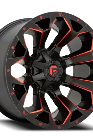 Fuel Assault D787 20x9 +1 6x135/6x139.7mm 106.1mm Matte Black Milled-Red Tint Flash Sale