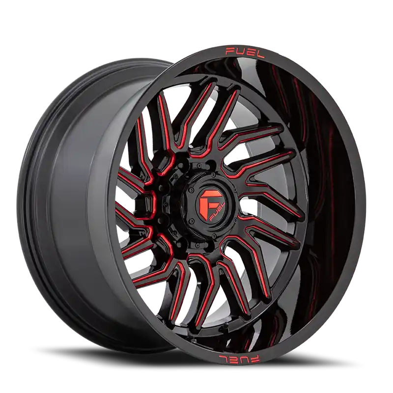 Fuel Hurricane D808 20x9 +1 8x180mm 124.2mm Gloss Black Red Milled Buy Today