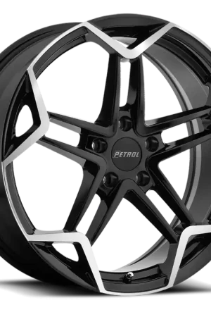 Premium Petrol P1A GBM 17x8 +40 5x110mm 72.1mm Gloss Black Machined Cut Face