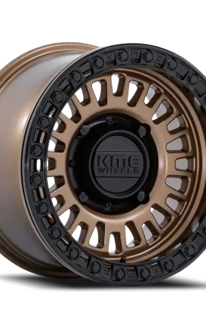 Crafted KMC Aztec Beadlock UTV KS242ZB 15x10 +0 4x156mm 115.1mm Matte Bronze Gloss Black Ring