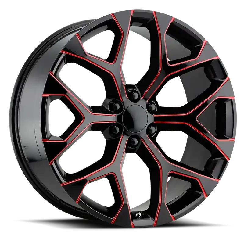 Free Shipping Performance Replica PR176 MR 24x10 +24 6x139.7mm 78.1mm Gloss Black Red Milled