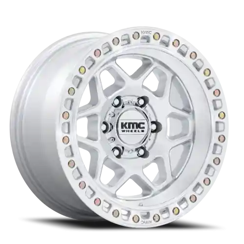 Price Cut KMC Torx KM553SD 17x8.5 +0 6x139.7mm 106.1mm Gloss Silver Machined Face
