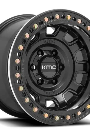 KMC Tank Beadlock KM236 SB 17x9 -15 6x139.7mm 108mm Satin Black Same Day Shipping