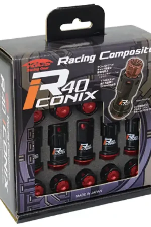 Project Kics 12X1.25 Black R40 Iconix Lug Nuts - 16+4 (Red Cap) Bargain