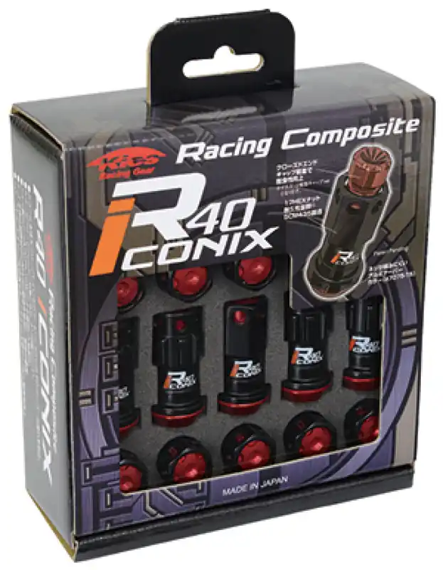 Project Kics 12X1.25 Black R40 Iconix Lug Nuts - 16+4 (Red Cap) Bargain
