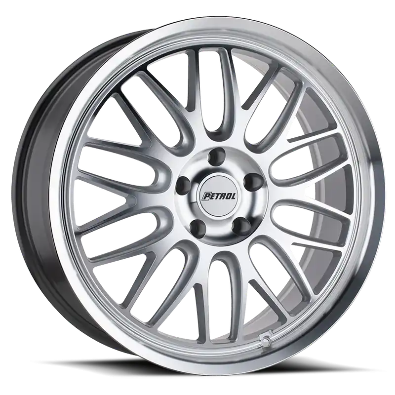 Petrol P4C SL 19x8 +40 5x108mm 72.1mm Silver Machined Face-Machined Lip Handmade
