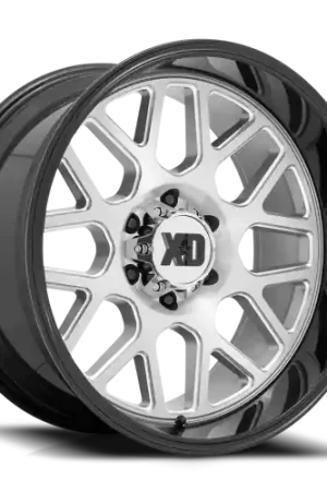 Price Cut XD Series Grenade 2 XD849 SBL 20x9 +0 6x139.7mm 106.1mm Brushed Silver Milled-Gloss Black Lip