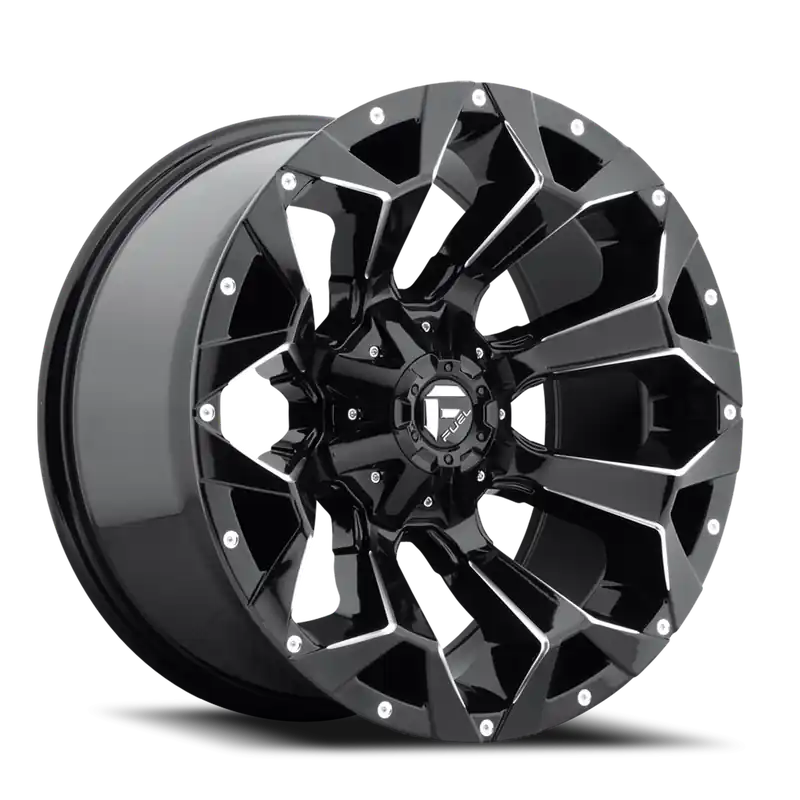 Fuel Assault D576 18x9 +19 6x135/6x139.7mm 106.1mm Gloss Black Milled Same Day Shipping