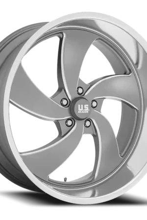 US Mags Desperado 5 U133 22x10.5 +1 5x120.65mm 72.56mm Anthracite Milled-Diamond Cut Lip Original