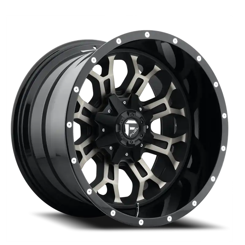 Fuel Crush D561 17x9 +1 5x114.3/5x127mm 78.1mm Gloss Black Double Dark Tint-Machined Face Latest