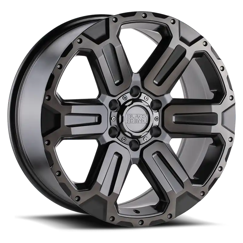 Authentic Black Rhino Wanaka GY 17x8.5 +12 6x139.7mm 112.1mm Matte Gunmetal Brushed Face-Gunmetal Tint