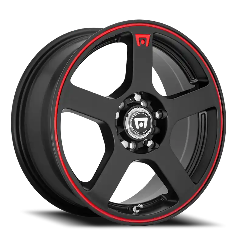 Motegi MR116 FS5 MBR 18x8 +35 5x100/5x114.3mm 72.6mm Matte Black Red Stripe Low Price