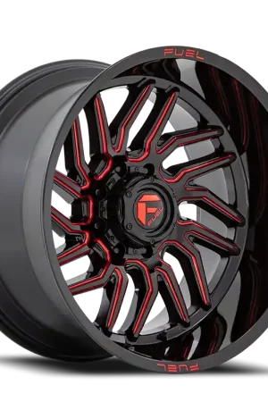 Free Delivery Fuel Hurricane D808 20x10 -18 6x139.7mm 106.1mm Gloss Black Red Milled