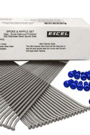 Excel Rear Spoke/Blue Nipple Set (w/ Wrench) - 8 Gauge / 36 Qty - Blue Seasonal Sale