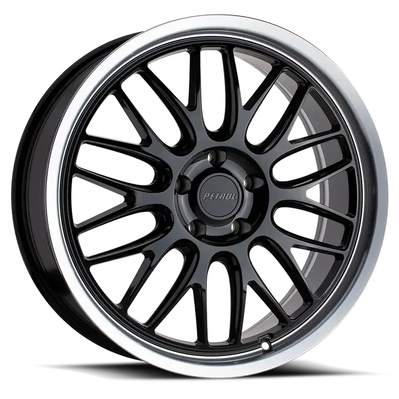 Petrol P4C GBM 18x8 +40 5x110mm 72.1mm Gloss Black Machined Lip Discount