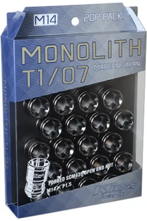 Project Kics 14 x 1.5 Glorious Black T1/07 Monolith Lug Nuts - 20 Pcs Weekend Sale