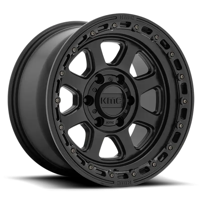 Worldwide Shipping KMC Chase KM548 SB 17x9 -12 8x165.1mm 125.1mm Satin Black Gloss Black Lip