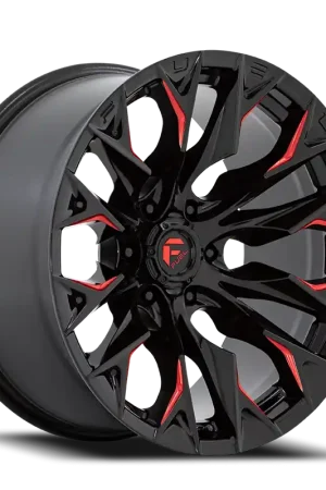 Fuel Flame 6 D823 20x9 +1 6x139.7mm 106.1mm Gloss Black Milled Candy Red While Supplies Last