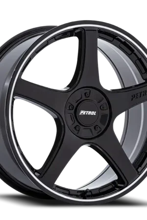 Petrol P2E GBML 18x8 +40 5x108/5x114.3mm 72.56mm Gloss Black Machined Lip Genuine