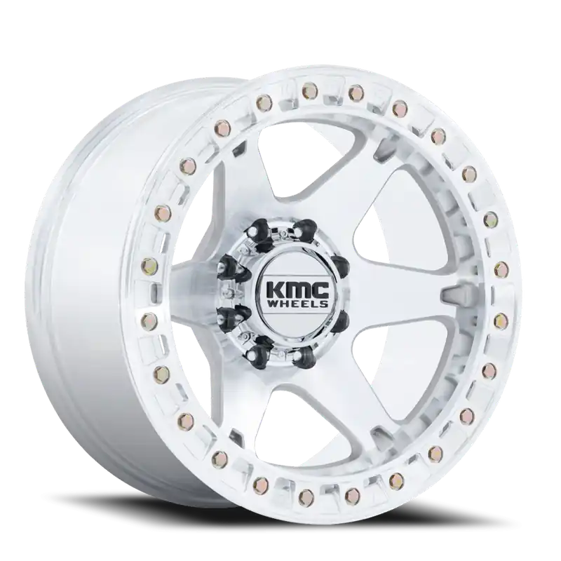 KMC VI Beadlock KM238 MS 17x9 -12 6x139.7mm 110.1mm Machined Silver Instant Buy