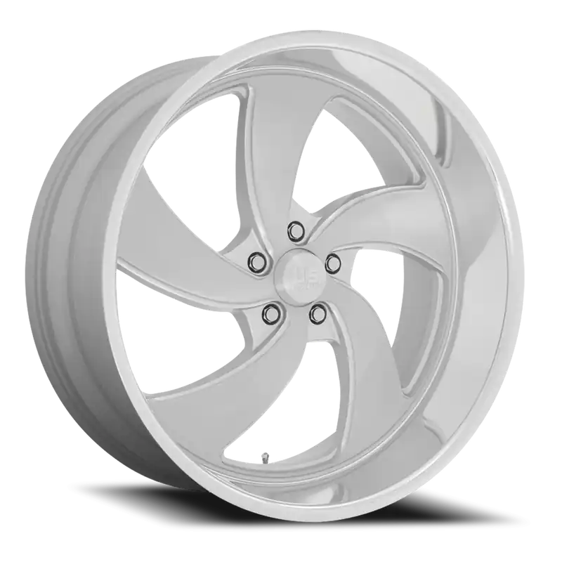 US Mags Desperado 5 U134 22x10.5 +1 5x120.65mm 72.56mm Brushed Silver Milled-Diamond Cut Lip In Demand