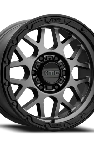 KMC Grenade Off-Road KM535 GY 17x9 -12 6x139.7mm 106.25mm Matte Gray Matte Black Lip Fan Favorite