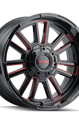 Certified Mayhem Apollo 8115 Gloss Black Milled Prism Red Milled 20x9 8x170 0mm 125.2mm