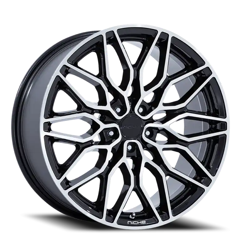 Express Delivery Niche Calabria 5 BD 20x9 +20 5x112mm 66.56mm Gloss Black Machined