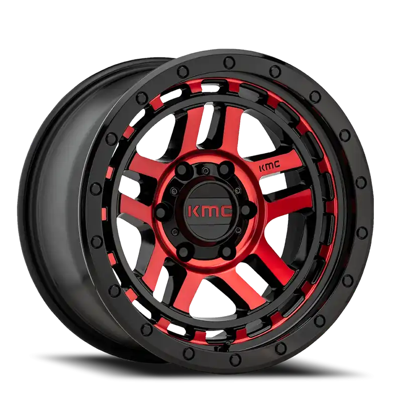 KMC Recon KM540 RD 17x9 -12 5x127mm 78.3mm Gloss Black Machined-Red Tint Best Price