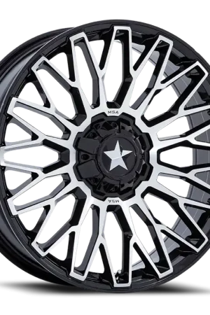 MSA Clubber M50 GBM 20x7 +0 5x114.3mm 72.56mm Gloss Black Machined Hot Deal