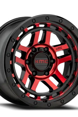 KMC Recon KM540 RD 17x9 -12 6x139.7mm 106.25mm Gloss Black Machined-Red Tint Secure Checkout