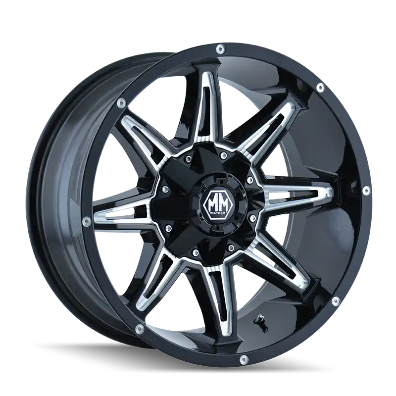 Mayhem Rampage 8090 Gloss Black Milled 20x9 8x180 18mm 124.1mm Direct From Manufacturer