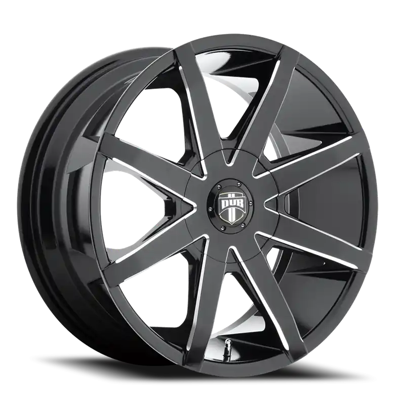 DUB Push S109 22x9.5 +32 5x114.3/5x120mm 72.6mm Gloss Black Milled Worldwide Shipping