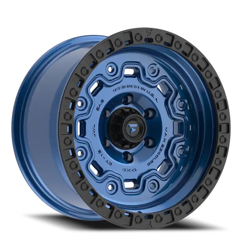 Professional Grade Fittipaldi Offroad Terra Series FT100 BLB 17x9 -12 6x139.7mm 106.2mm Gloss Blue Black Ring