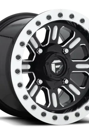 Fuel Hardline UTV D910 15x7 +38 4x156mm 132mm Gloss Black Milled-Beadlock Fresh Stock